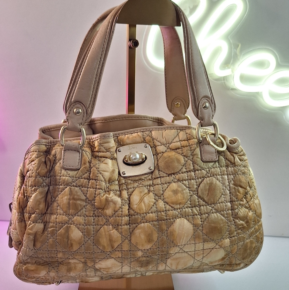 Christian dior Quilted Tan Handbag